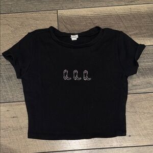Garage Black Crop Top with Beaded Boot